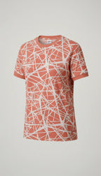 Geometric Printed Cotton T-Shirt - Orange 1