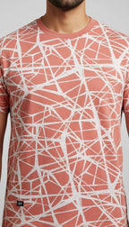 Geometric Printed Cotton T-Shirt - Orange 5