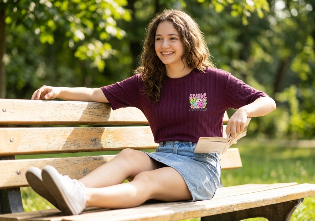 Girls Oversized Graphic T-Shirt | Cartoon Print Half Sleeve Tee