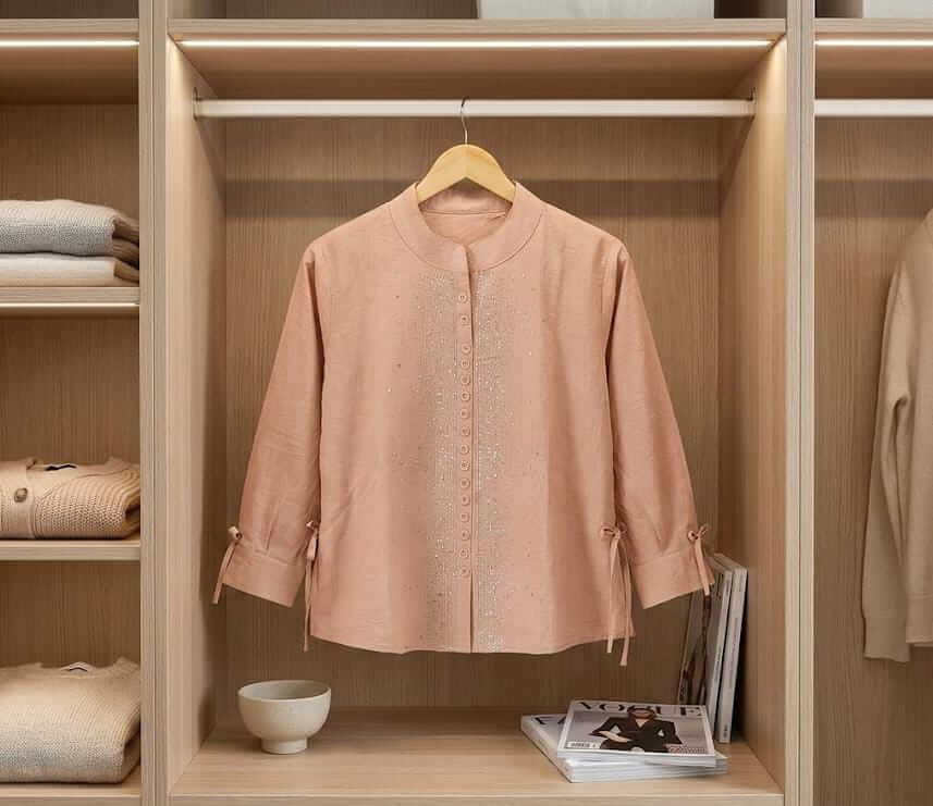 Girls Ethnic Indo-Western Structured Top with Embellished Detailing orange