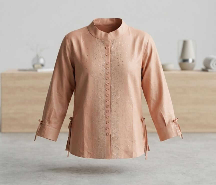 Girls Ethnic Indo-Western Structured Top with Embellished Detailing