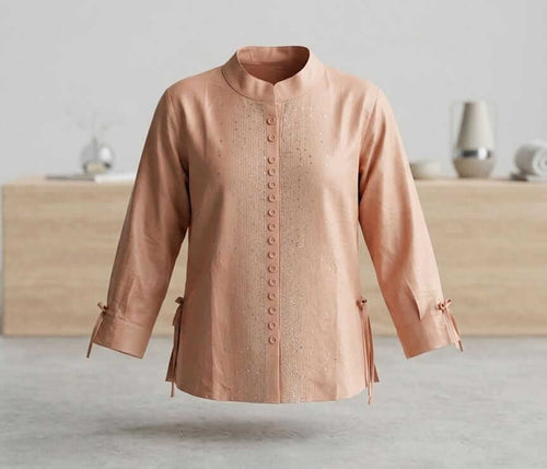 Girls Ethnic Indo-Western Structured Top with Embellished Detailing