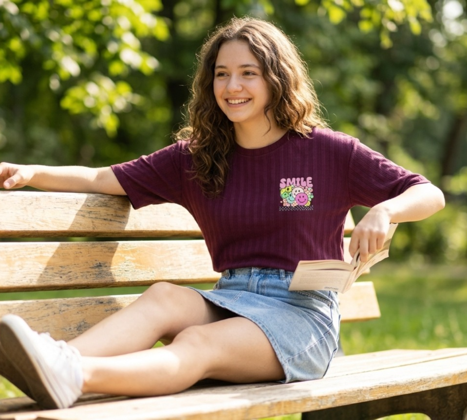 Girls Oversized Graphic T-Shirt | Cartoon Print Half Sleeve Tee