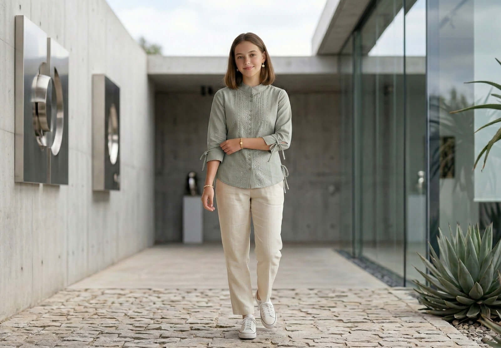 Girls Ethnic Indo-Western Structured Top with Embellished Detailing