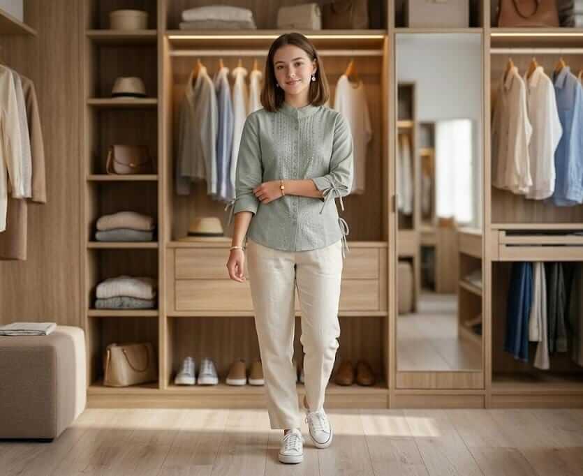 Girls Ethnic Indo-Western Structured Top with Embellished Detailing (Green) 2