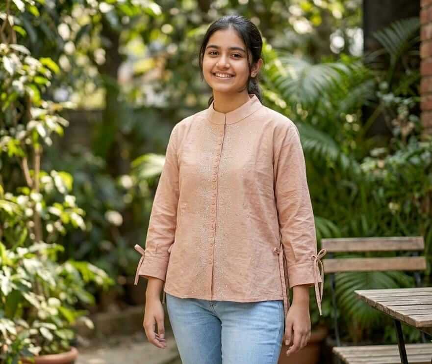 Girls Ethnic Indo-Western Top (Orange) 2