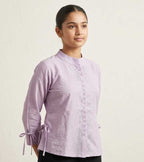 Girls Ethnic Indo-Western Structured Top with Embellished Detailing (Pink) 3