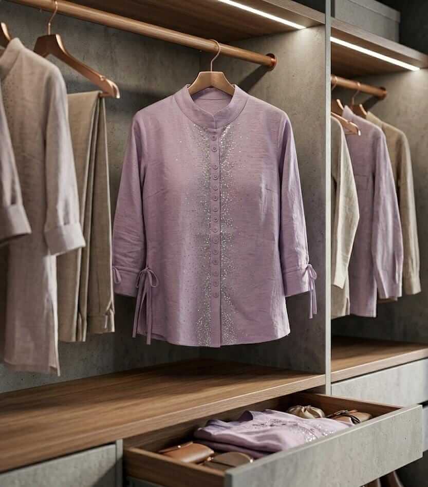 Girls Ethnic Indo-Western Structured Top with Embellished Detailing (Pink)