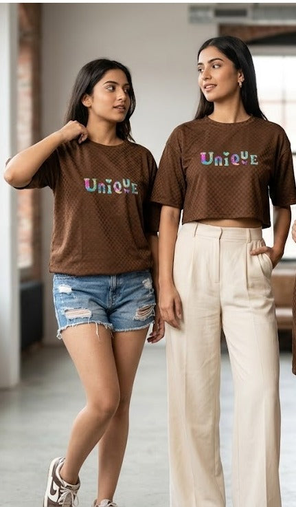 Girls Oversized Graphic T-Shirt | “Unique” Printed Cotton 2