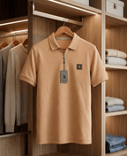 Zip Neck Polo T-Shirt | Half Sleeve Collar Tee | Dusty Orange 2