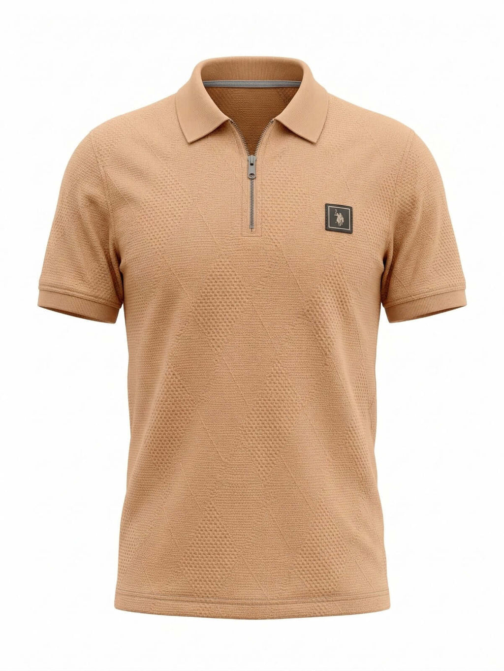 Zip Neck Polo T-Shirt | Half Sleeve Collar Tee | Dusty Orange 1