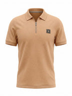 Zip Neck Polo T-Shirt | Half Sleeve Collar Tee | Dusty Orange 1