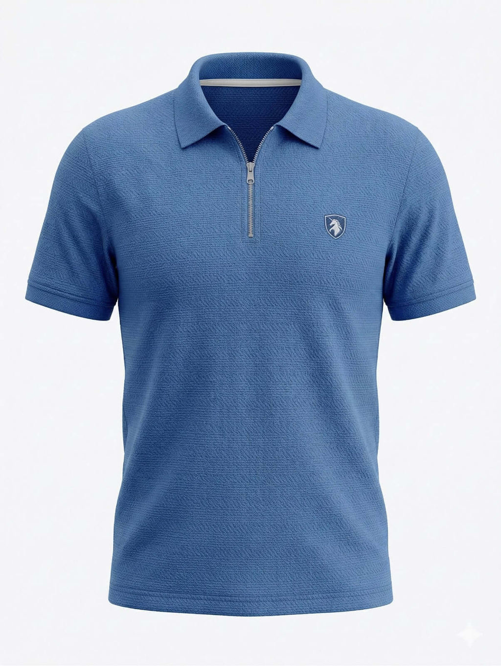 Zip Neck Polo T-Shirt | Half Sleeve Collar Tee | Blue 1