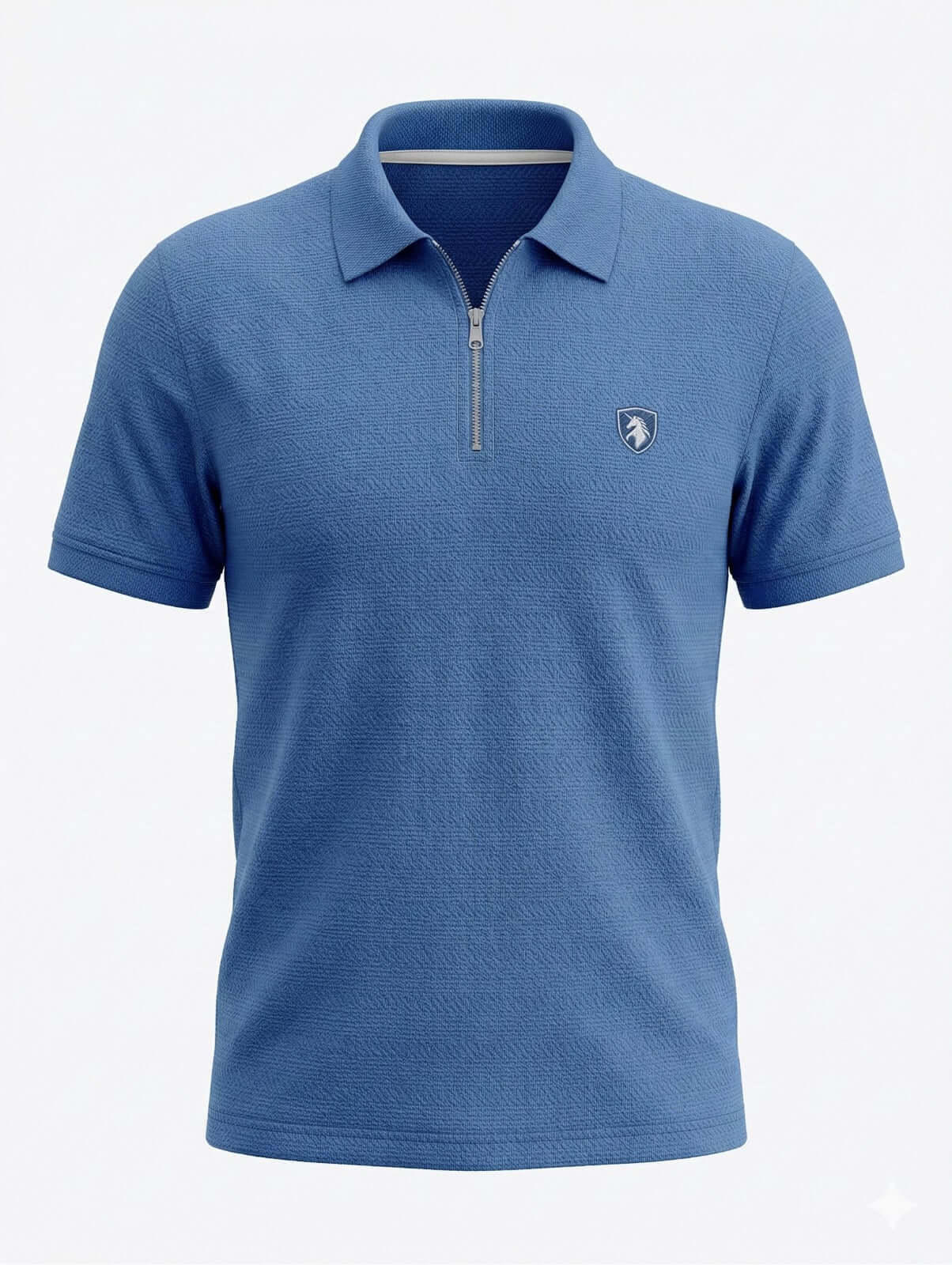 Zip Neck Polo T-Shirt | Half Sleeve Collar Tee | Blue 1