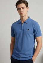 Zip Neck Polo T-Shirt | Half Sleeve Collar Tee | Blue 4
