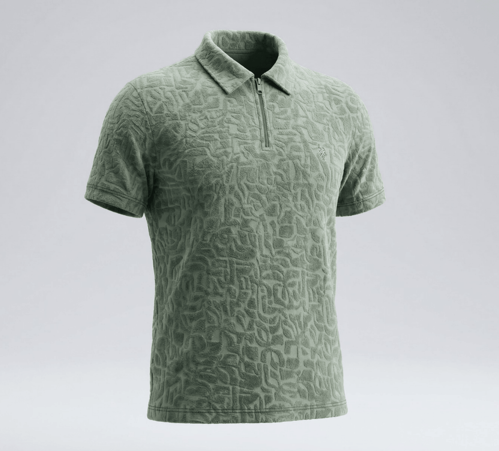 Zip Neck Polo T-Shirt | Half Sleeve Collar Tee | Green 1