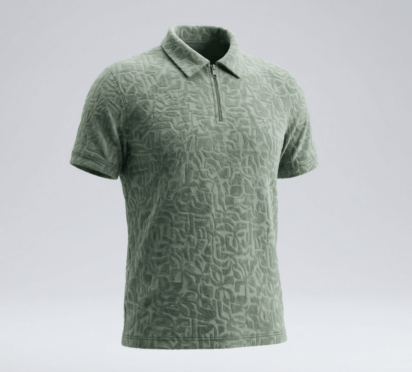 Zip Neck Polo T-Shirt | Half Sleeve Collar Tee | Green 1