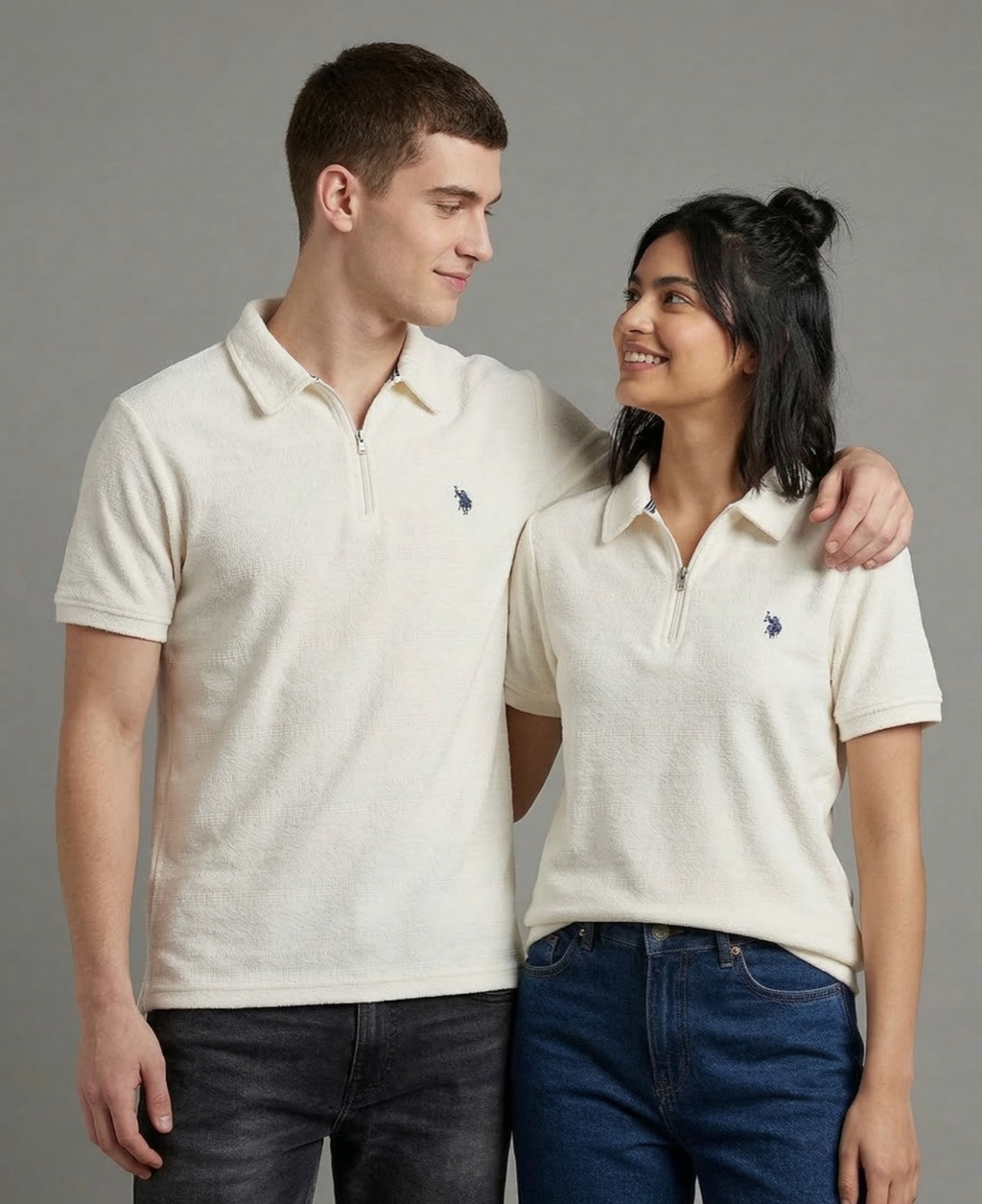 Zip Neck Polo T-Shirt | Half Sleeve Collar Tee