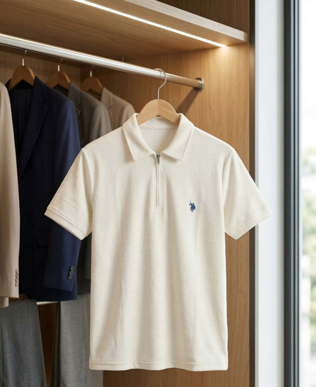 Zip Neck Polo T-Shirt | Half Sleeve Collar Tee