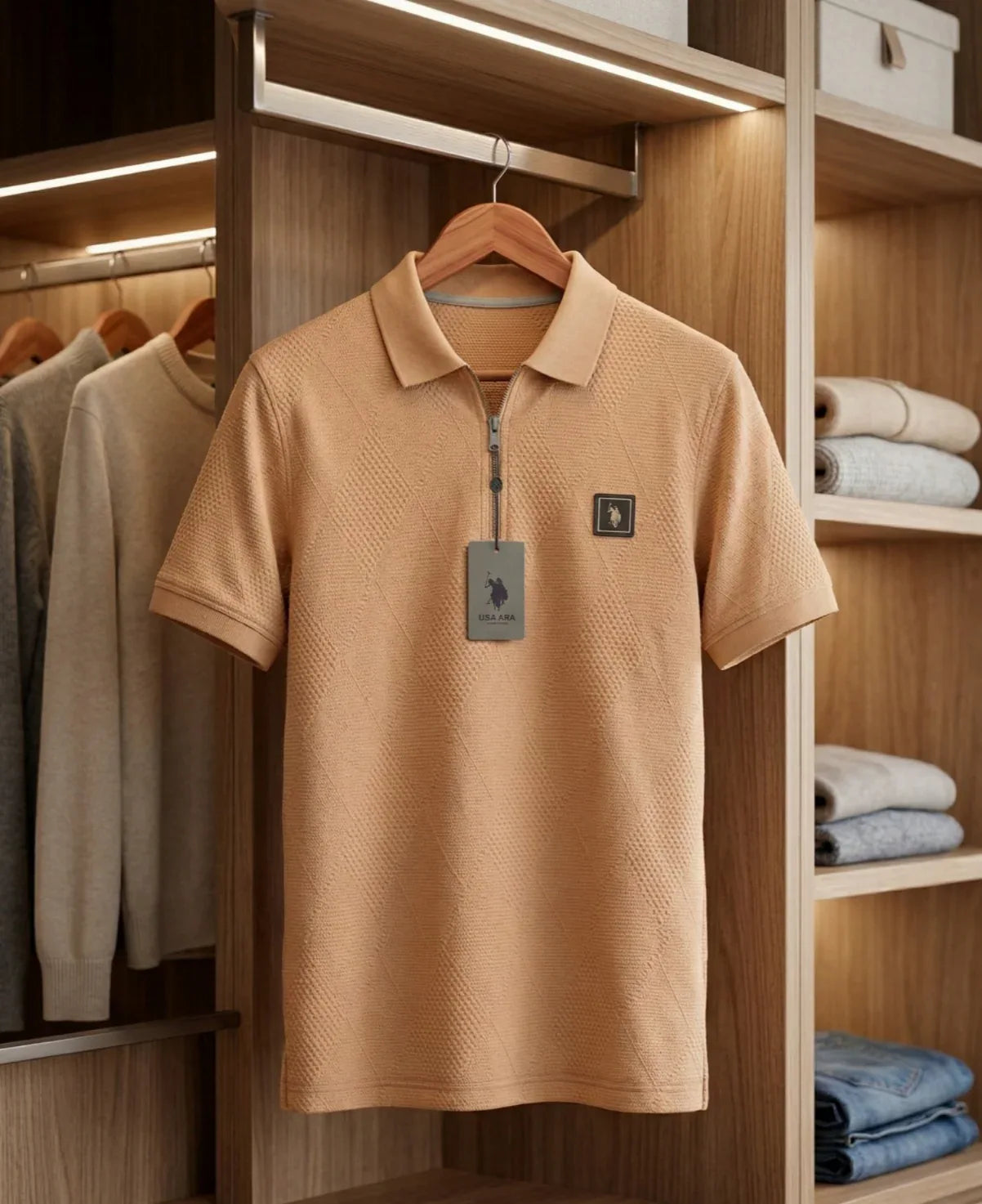 Zip Neck Polo T-Shirt | Half Sleeve Collar Tee
